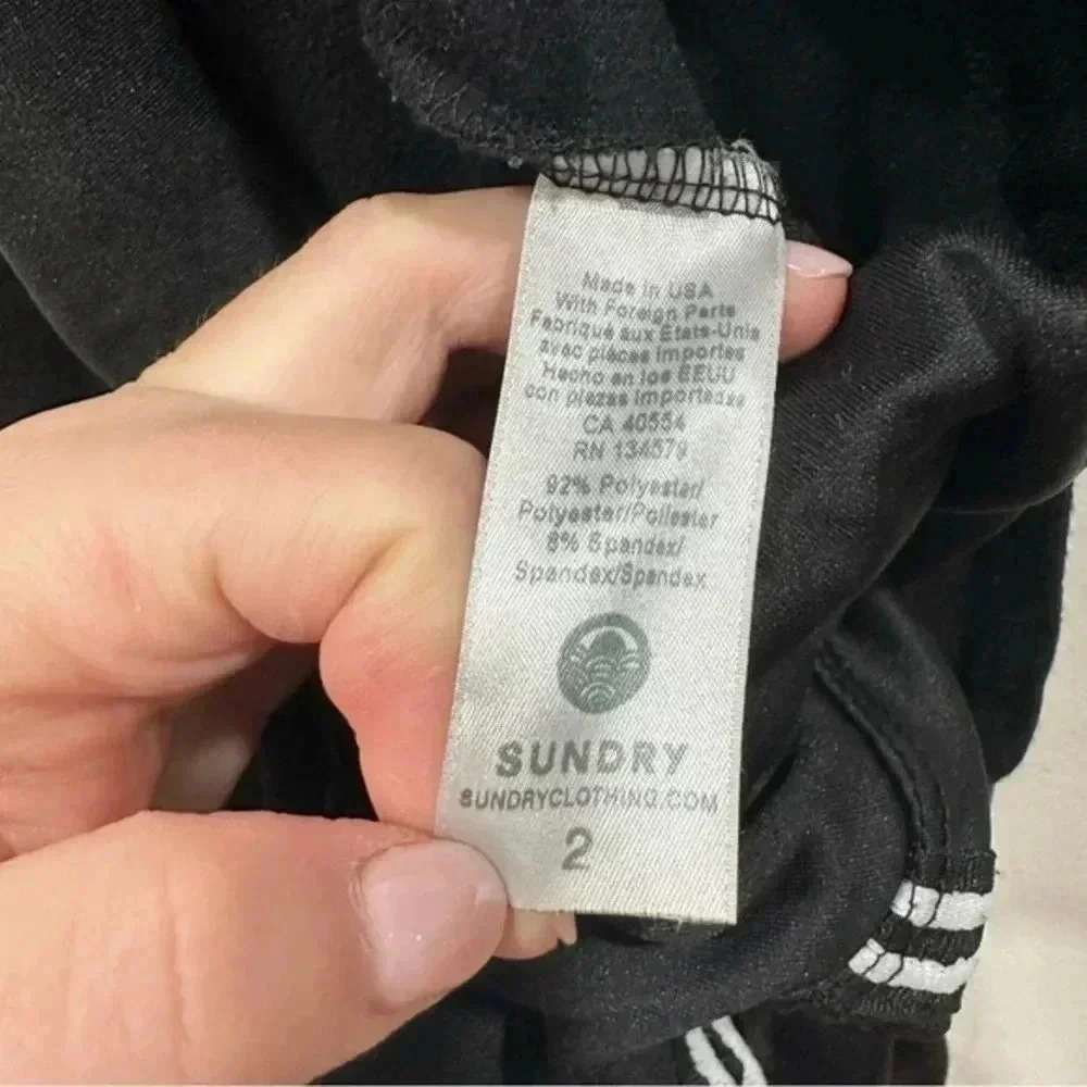 Sundry black jogger pants with white stripes on side 2 - Picture 9 of 10